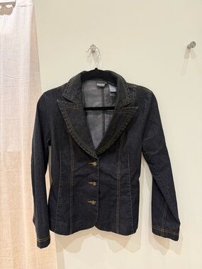 Bisou Bisou Dark Blue Denim Tailored Jean Jacket